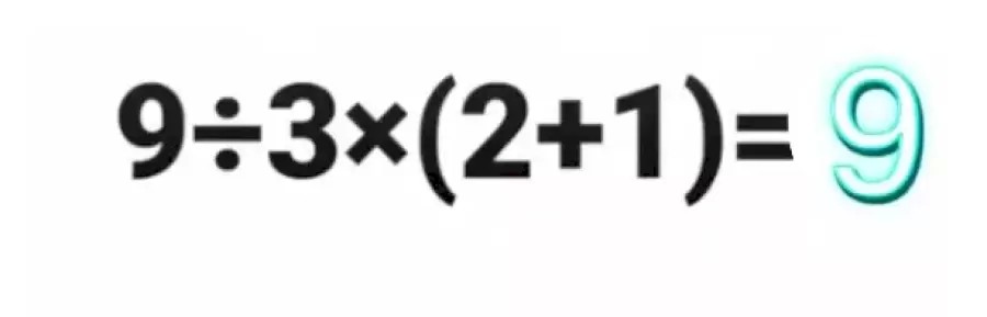 Test de mathématiques casse-tête : 9÷3x(2+1)= ?