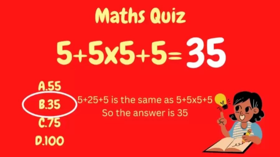 Quiz mathématique casse-tête : 5+5x5+5= ?