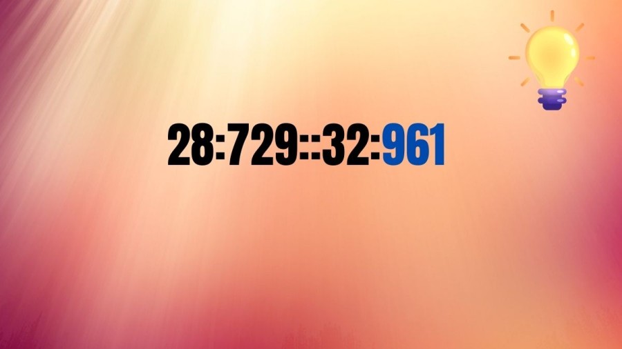 Casse-tête du jour : Trouvez le nombre manquant dans 28:729::32 : ?