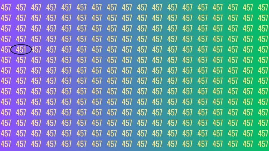 Test cérébral d'observation : Si vous avez les yeux perçants Trouvez le nombre 451 parmi 457 en 12 secondes