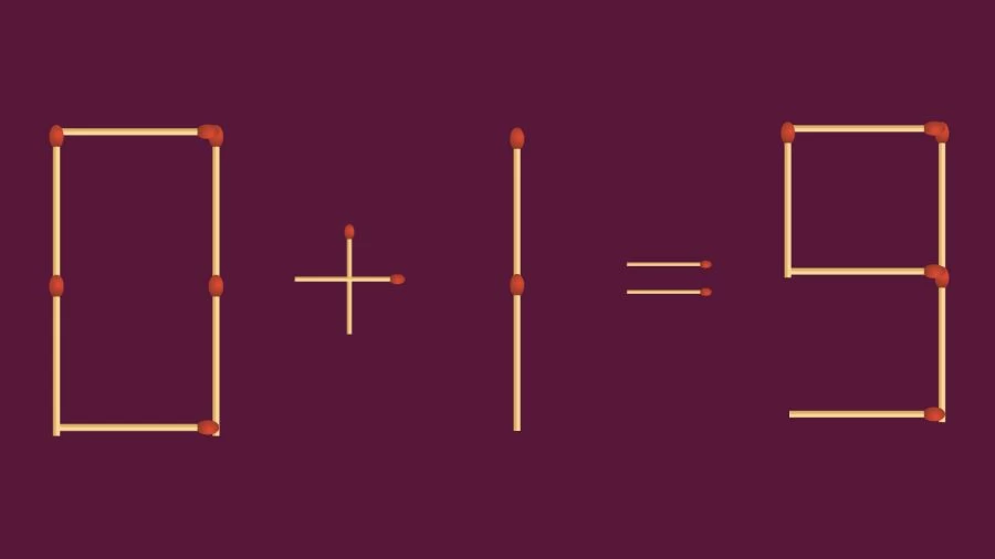 Casse-tête : 0+1=9 Ajoutez 1 bâton pour corriger l'équation | Puzzles d'allumettes