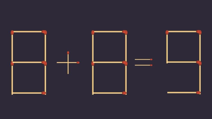 Casse-tête : 8+8=9 Retirez 2 bâtons pour corriger l'équation | Puzzles d'allumettes
