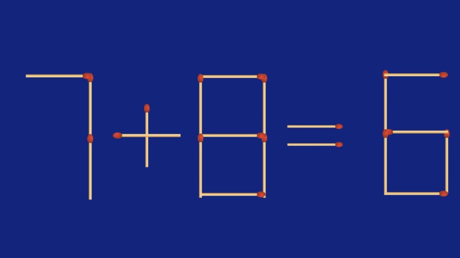 Déplacez 2 allumettes pour corriger l'équation 7+8=6 Matchstick Puzzle |  Casse-tête