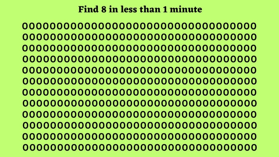 Test cérébral d'observation : si vous avez des yeux d'aigle, trouvez-en 8 parmi les 0 en 20 secondes ?