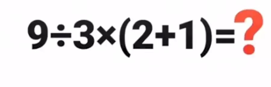 Test de mathématiques casse-tête : 9÷3x(2+1)= ?